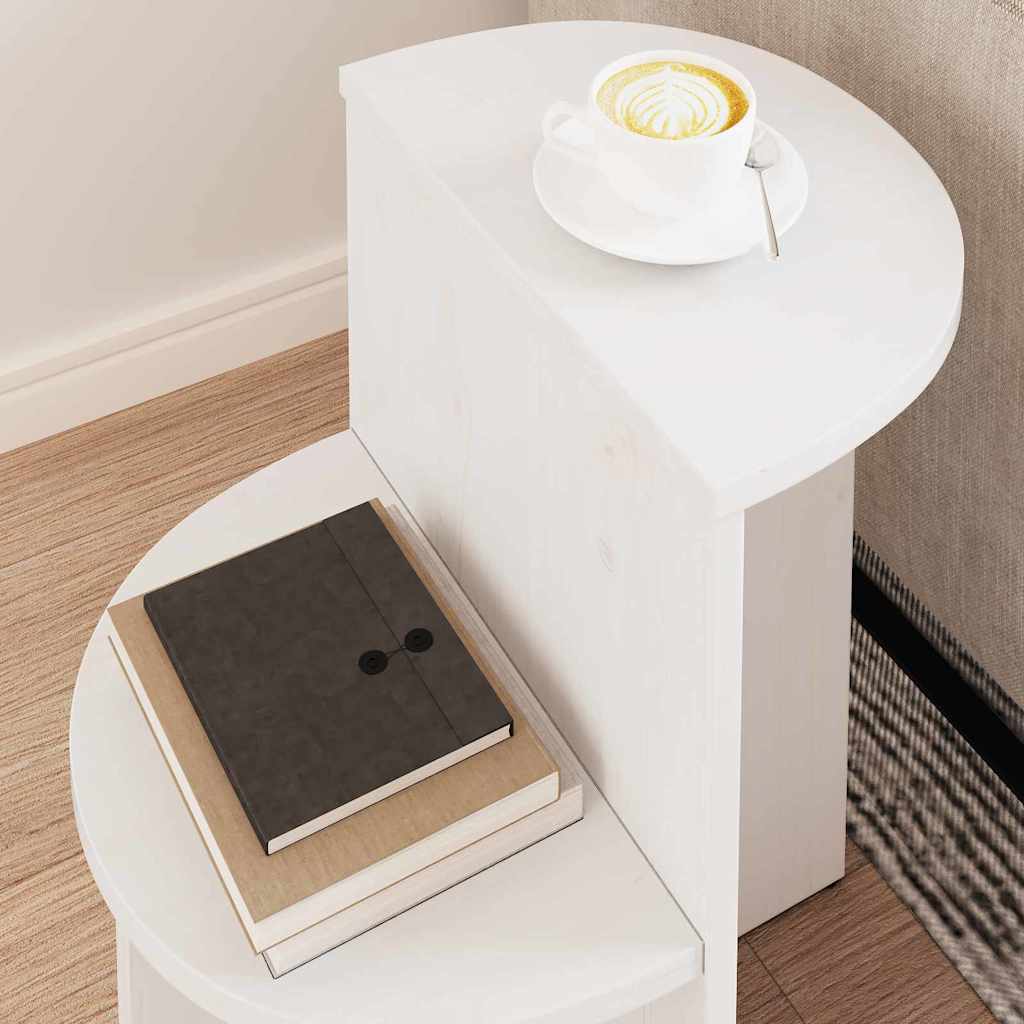 Τραπεζάκι σαλονιού Λευκό 50 x 40 x 50 εκ Μασίφ ξύλο πεύκου