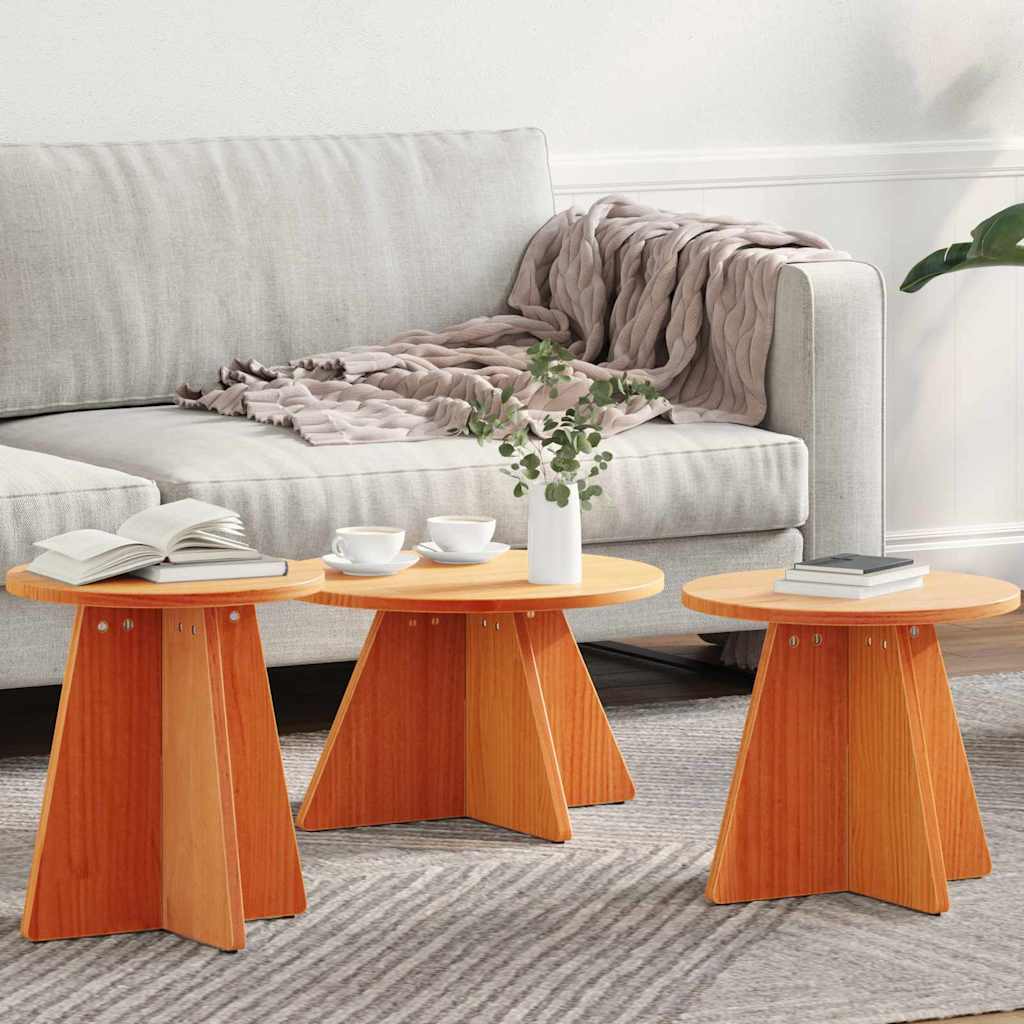 Τραπεζάκι σαλονιού 3 pcs Κερωτό καφέ