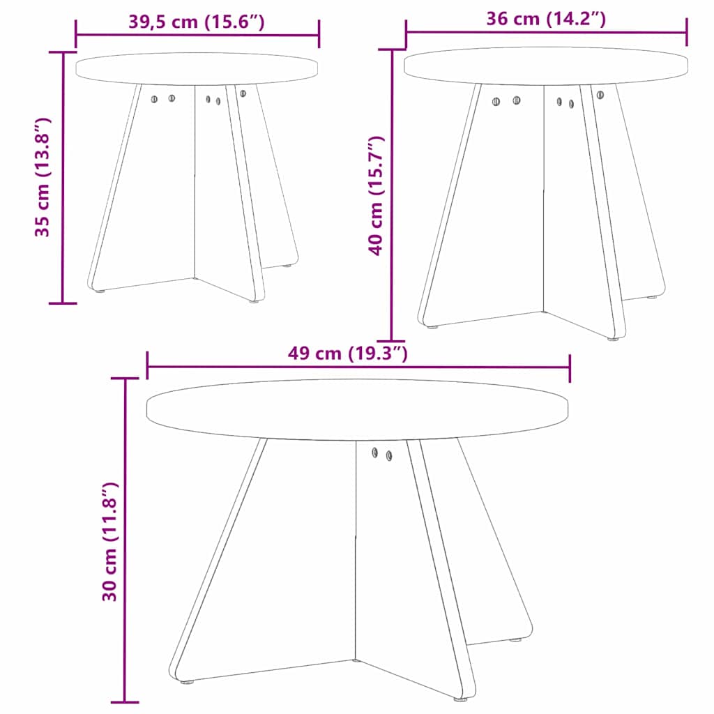 Τραπεζάκι σαλονιού 3 pcs Κερωτό καφέ