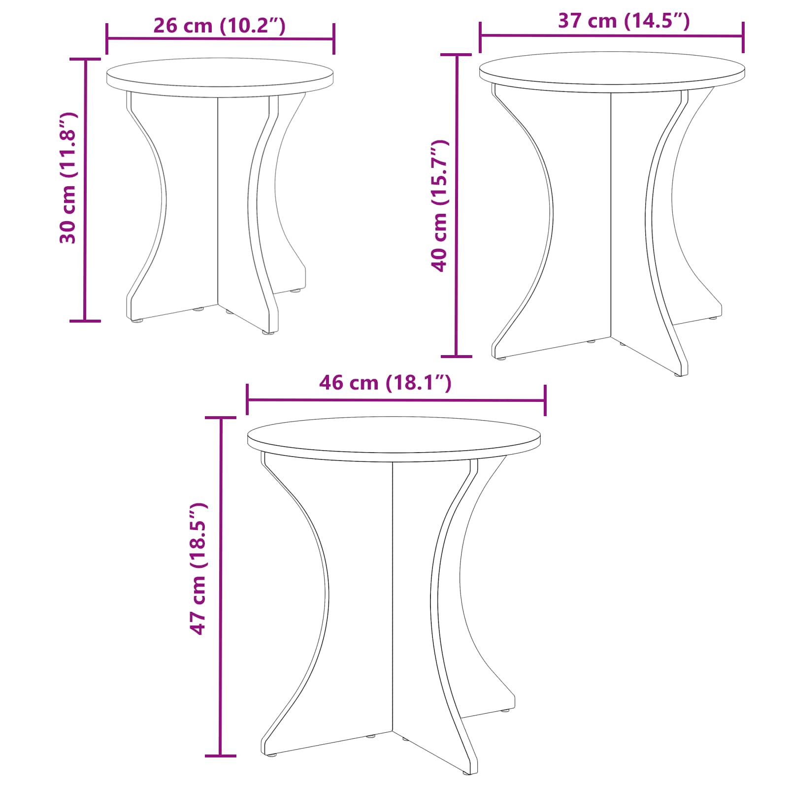 Τραπεζάκι σαλονιού 3 pcs Λευκό