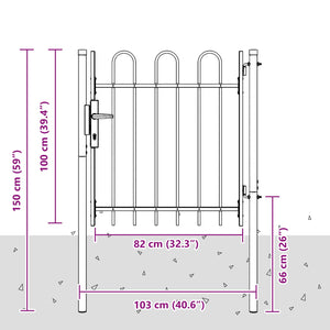 Πύλη Φράχτη BOXTEL 103 x 150 cm Χάλυβας με επίστρωση πούδρας - Pakobazaar