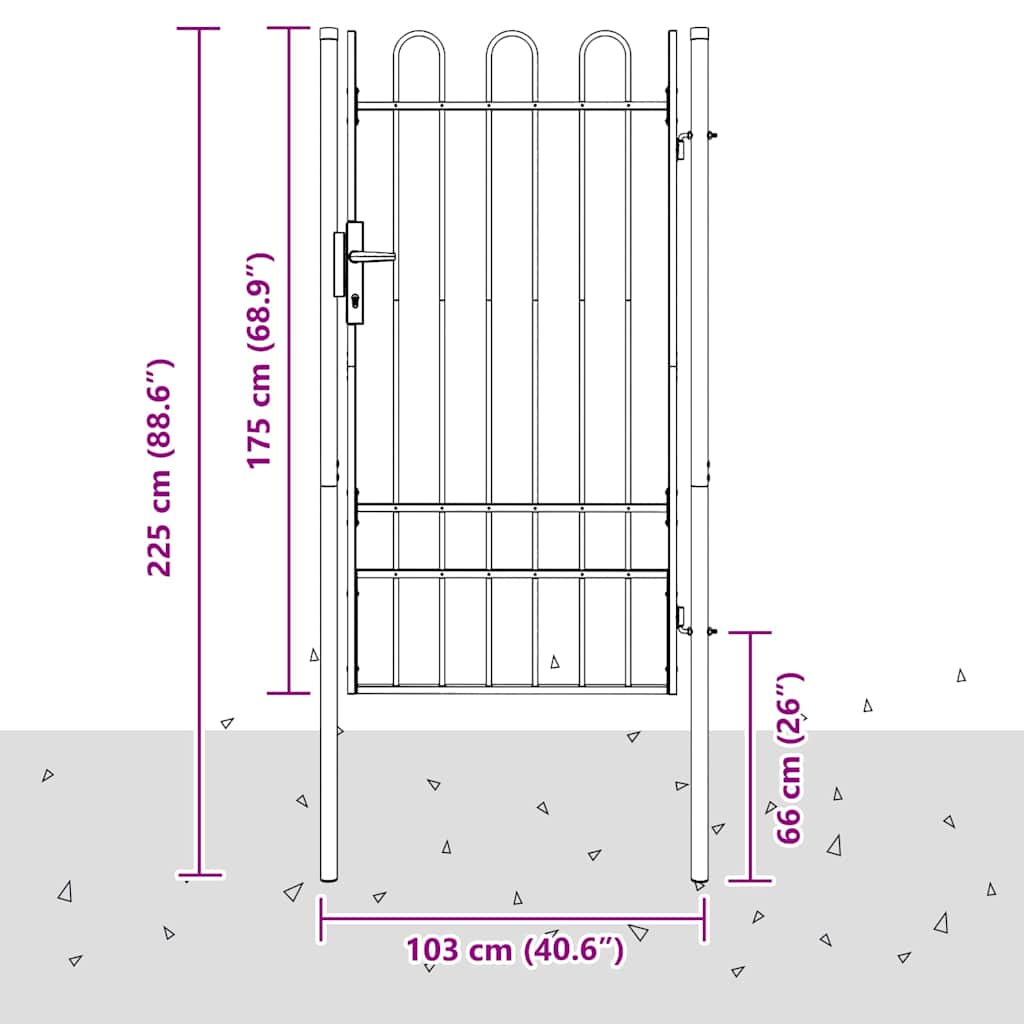 Πύλη Φράχτη Γκρι 103 x 225 cm Χάλυβας με επίστρωση πούδρας