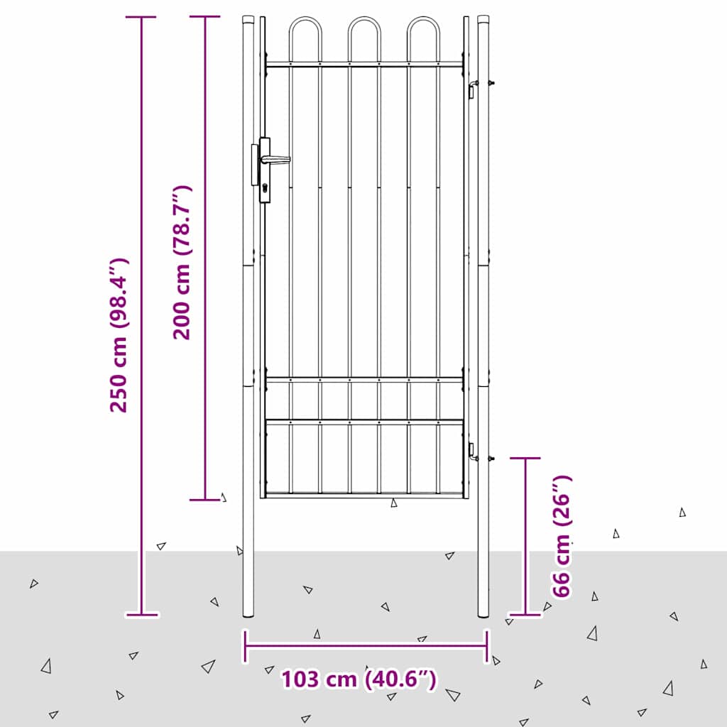 Πύλη Φράχτη Γκρι 103 x 250 εκ Χάλυβας με επίστρωση πούδρας - Pakobazaar