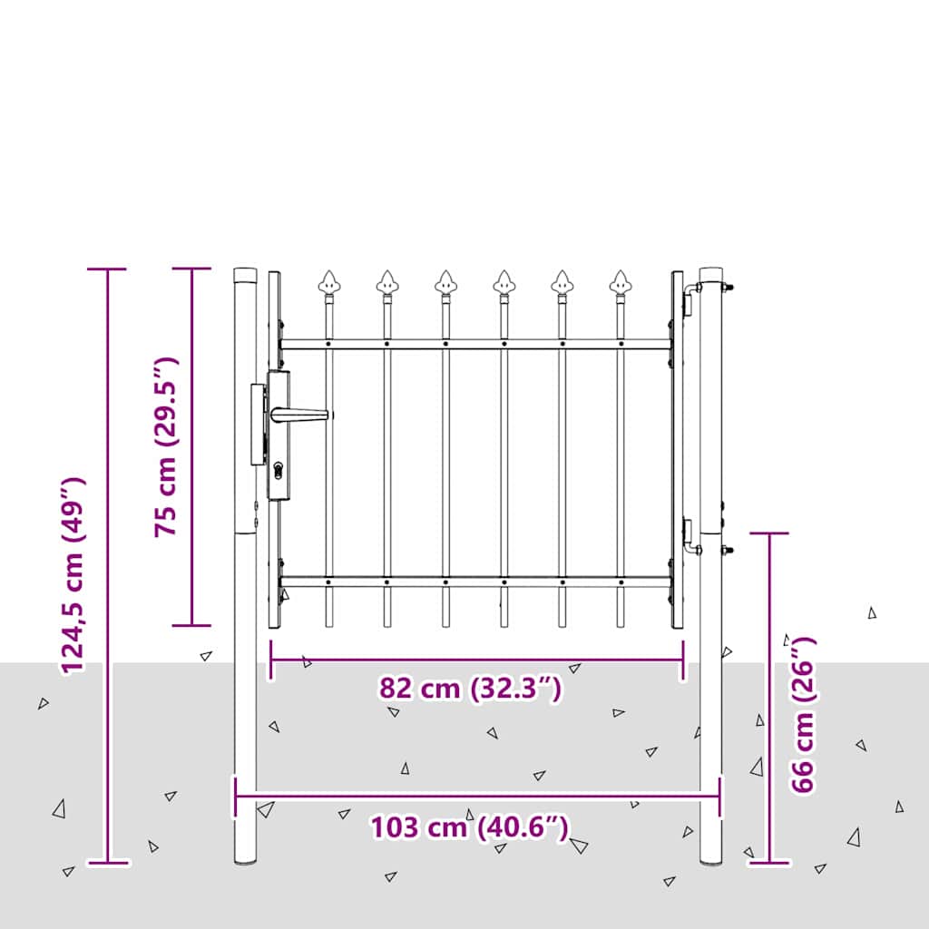 Πύλη Φράχτη Γκρι 103 x 250 εκ Χάλυβας με επίστρωση πούδρας