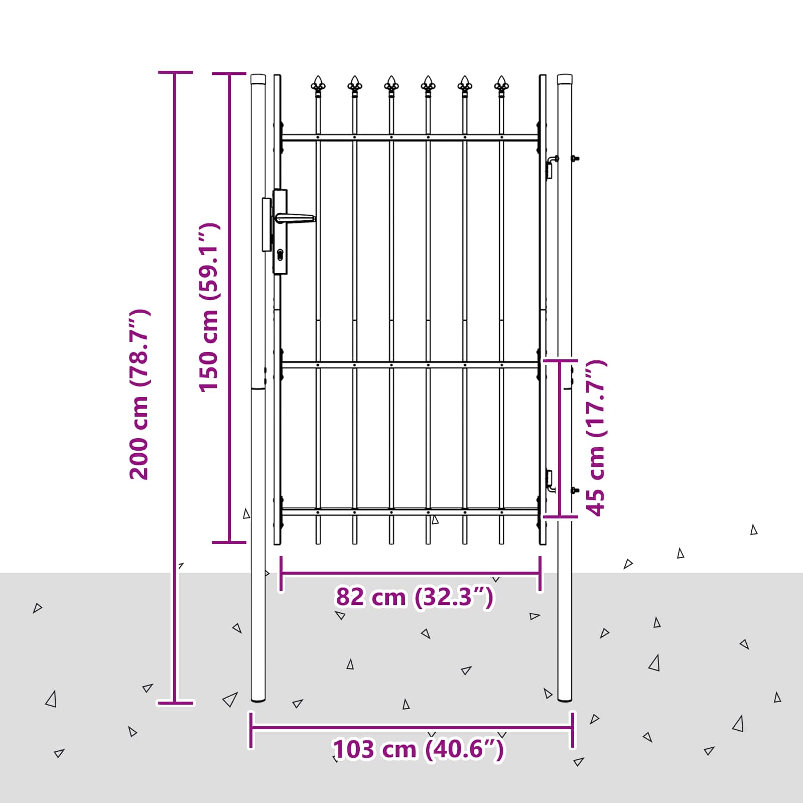 Πύλη Φράχτη BOXTEL 103 x 200 cm Χάλυβας με επίστρωση πούδρας