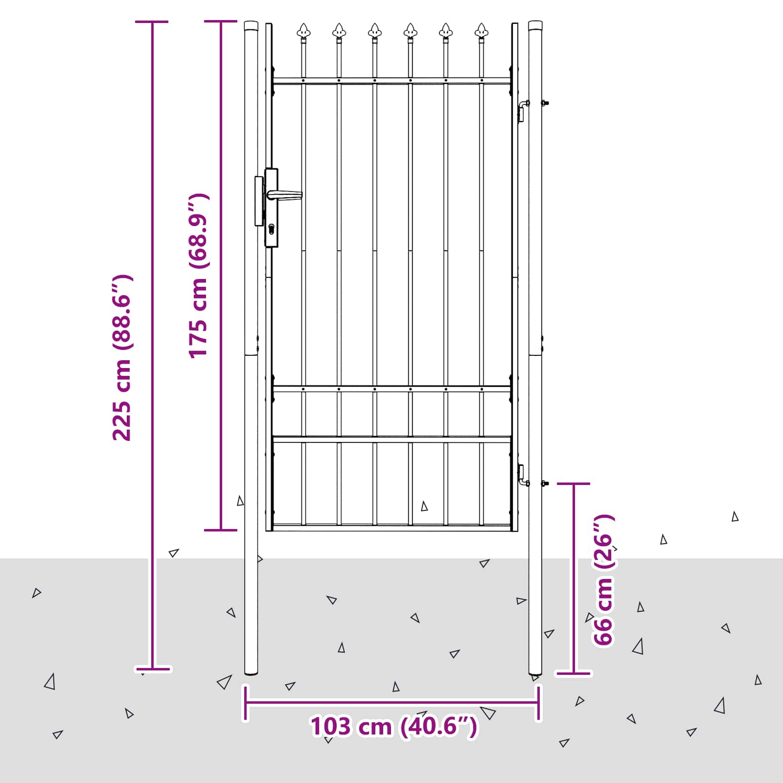 Πύλη Φράχτη BOXTEL 103 x 225 cm Χάλυβας με επίστρωση πούδρας - Pakobazaar
