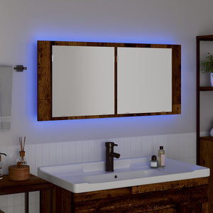 LED Καθρέφτης Ντουλάπας Παλιό ξύλο 100 x 12 x 45 εκατοστά - Pakobazaar
