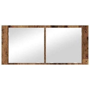 LED Καθρέφτης Ντουλάπας Παλιό ξύλο 100 x 12 x 45 εκατοστά - Pakobazaar