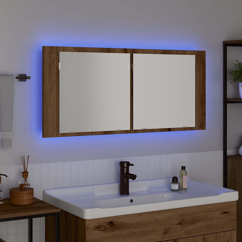 LED Καθρέφτης Ντουλάπας Artisan Oak 100 x 12 x 45 εκατοστά - Pakobazaar