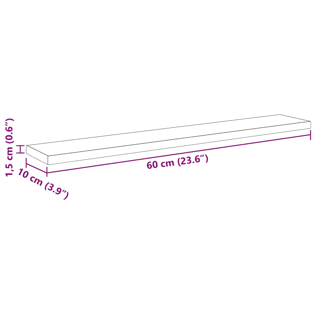 Ράφι Βιβλίων 4 pcs Μαύρο 60 x 10 x 1,5 cm Επεξεργασμένο ξύλο - Pakobazaar