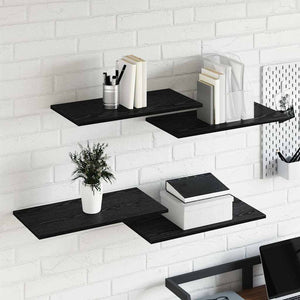 Ράφι Βιβλίων 4 pcs Μαύρο 60 x 30 x 1,5 cm Επεξεργασμένο ξύλο - Pakobazaar