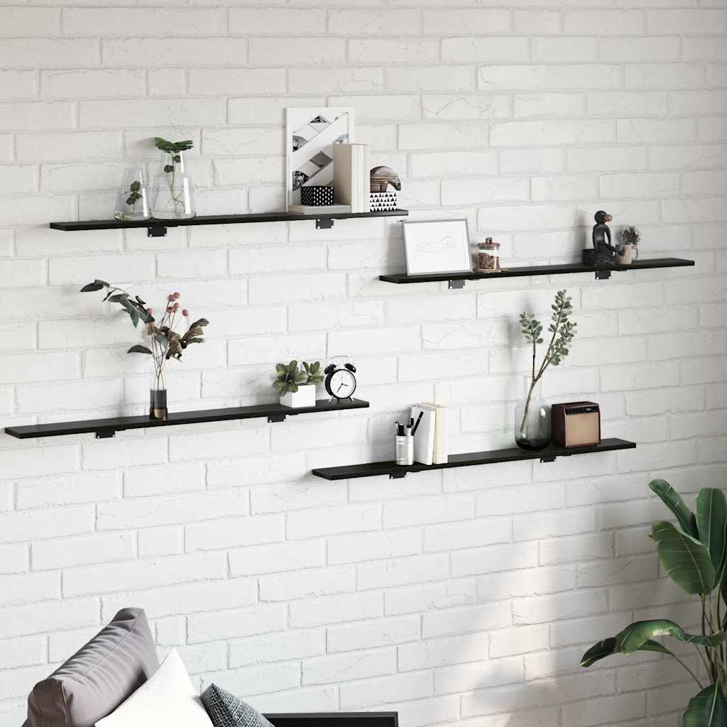 Ράφι Βιβλίων 4 pcs Μαύρο 100 x 10 x 1,5 cm Επεξεργασμένο ξύλο - Pakobazaar