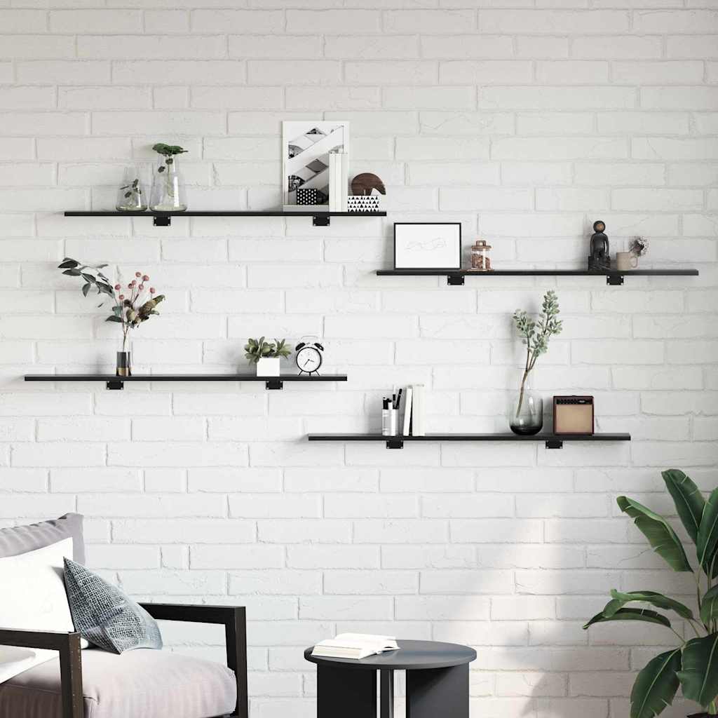 Ράφι Βιβλίων 4 pcs Μαύρο 100 x 10 x 1,5 cm Επεξεργασμένο ξύλο - Pakobazaar