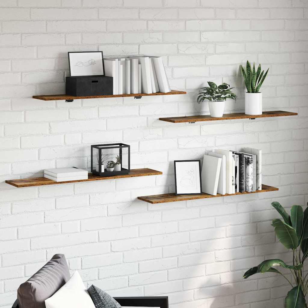 Ράφι Βιβλίων 4 pcs Καφέ 100 x 20 x 1,5 cm Επεξεργασμένο ξύλο - Pakobazaar