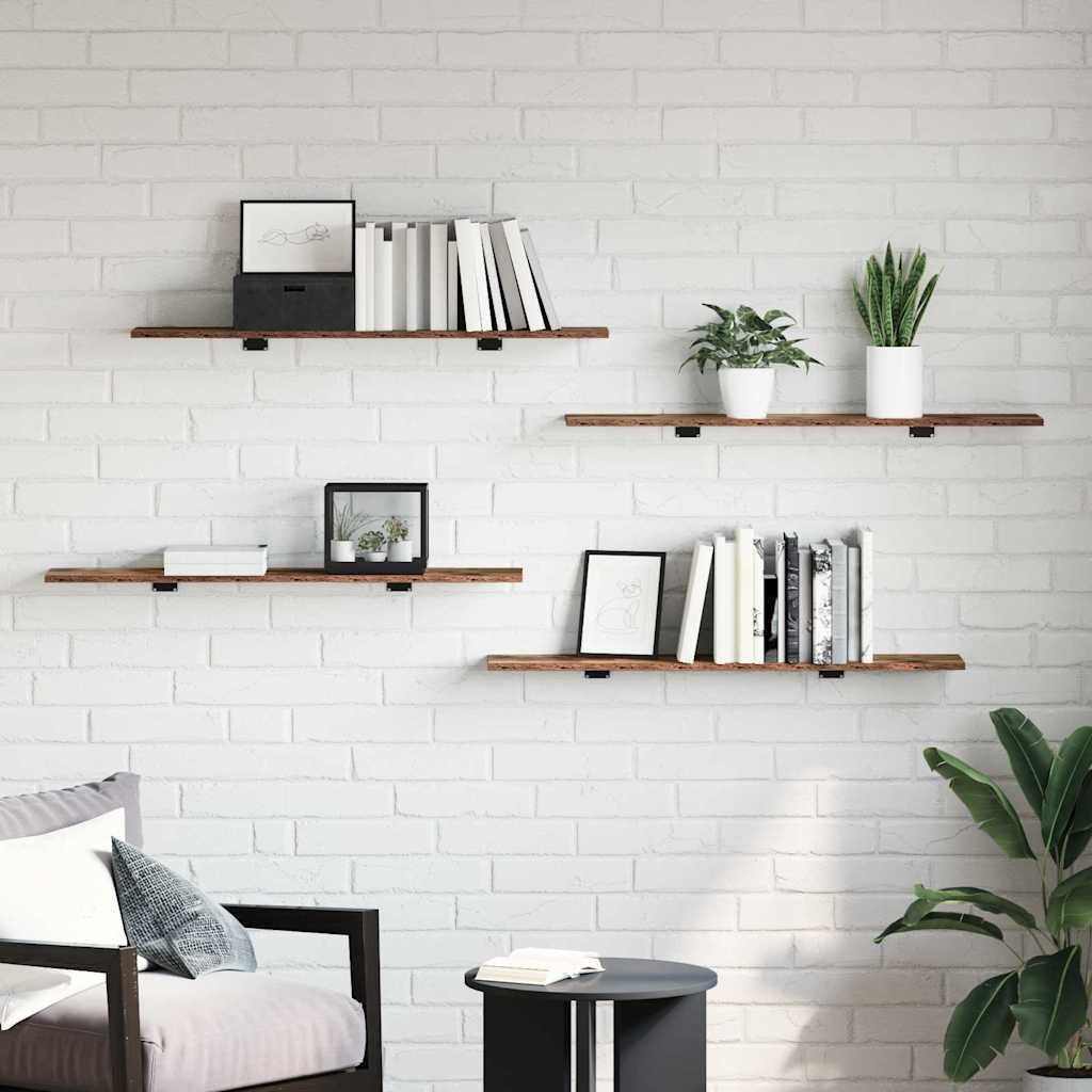 Ράφι Βιβλίων 4 pcs Καφέ 100 x 20 x 1,5 cm Επεξεργασμένο ξύλο - Pakobazaar