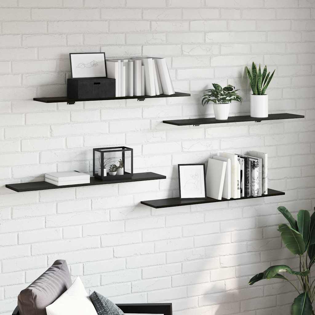 Ράφι Βιβλίων 4 pcs Μαύρο 100 x 20 x 1,5 cm Επεξεργασμένο ξύλο - Pakobazaar