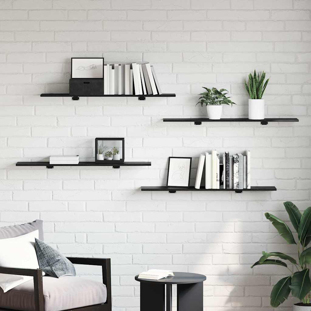 Ράφι Βιβλίων 4 pcs Μαύρο 100 x 20 x 1,5 cm Επεξεργασμένο ξύλο - Pakobazaar
