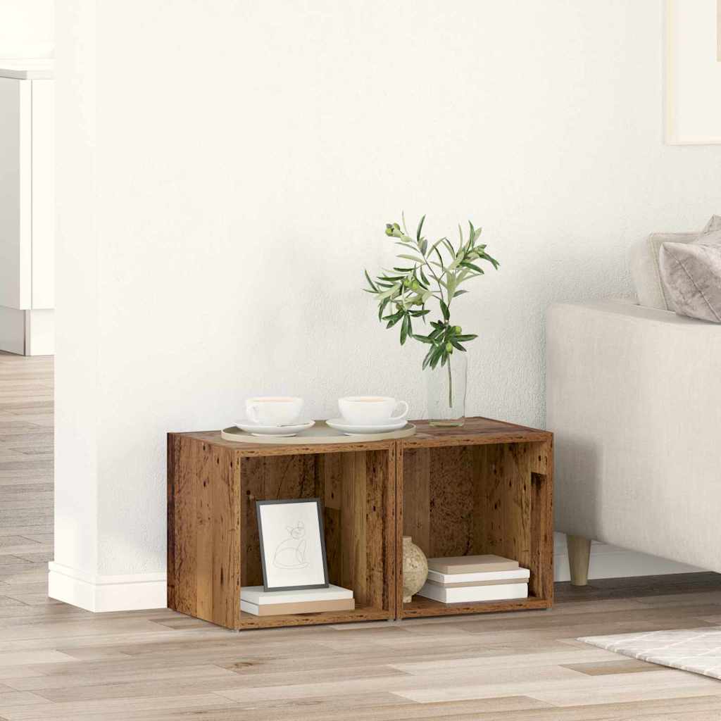 Σετ επίπλου τηλεόρασης 2 pcs Παλιό Ξύλο 37 x 35 x 37,5 εκ