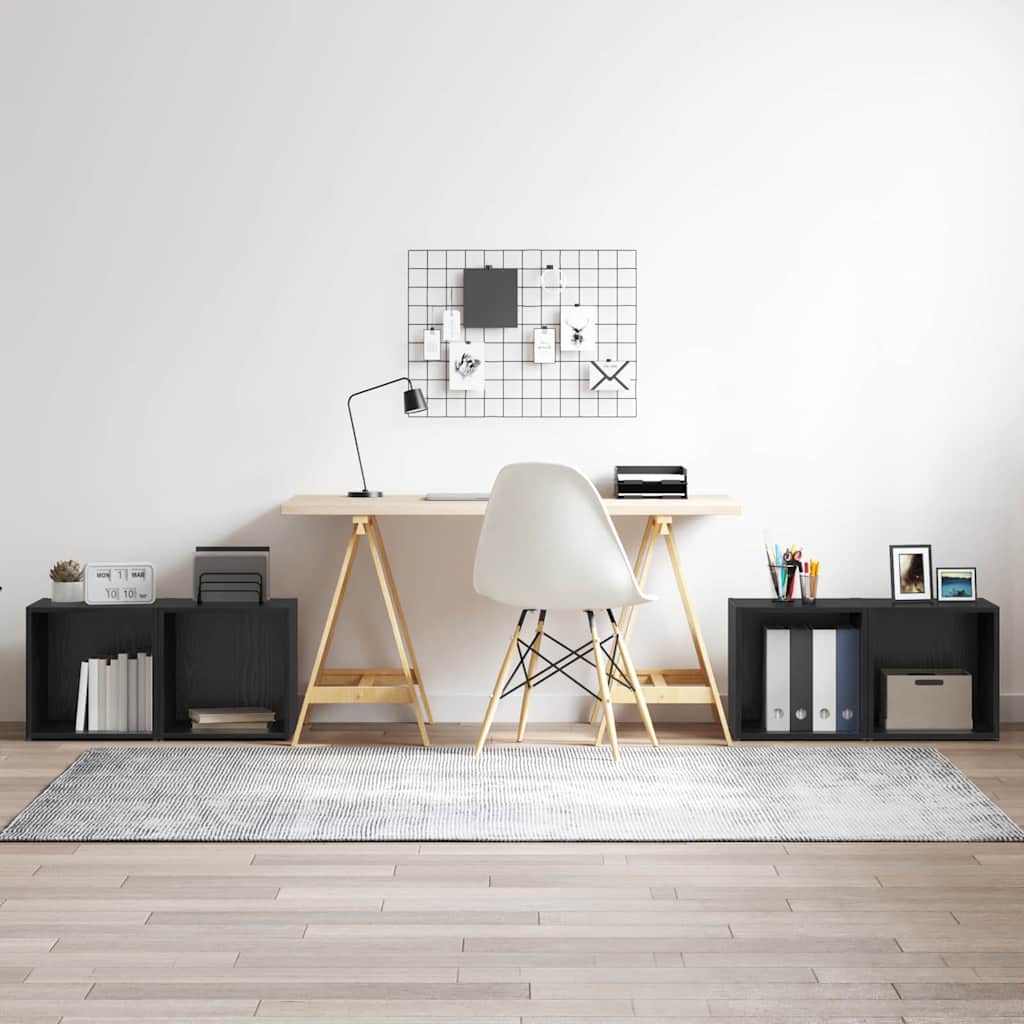 Σετ επίπλου τηλεόρασης Επιτοίχιο 4 pcs Μαύρο 37 x 35 x 37,5 εκ