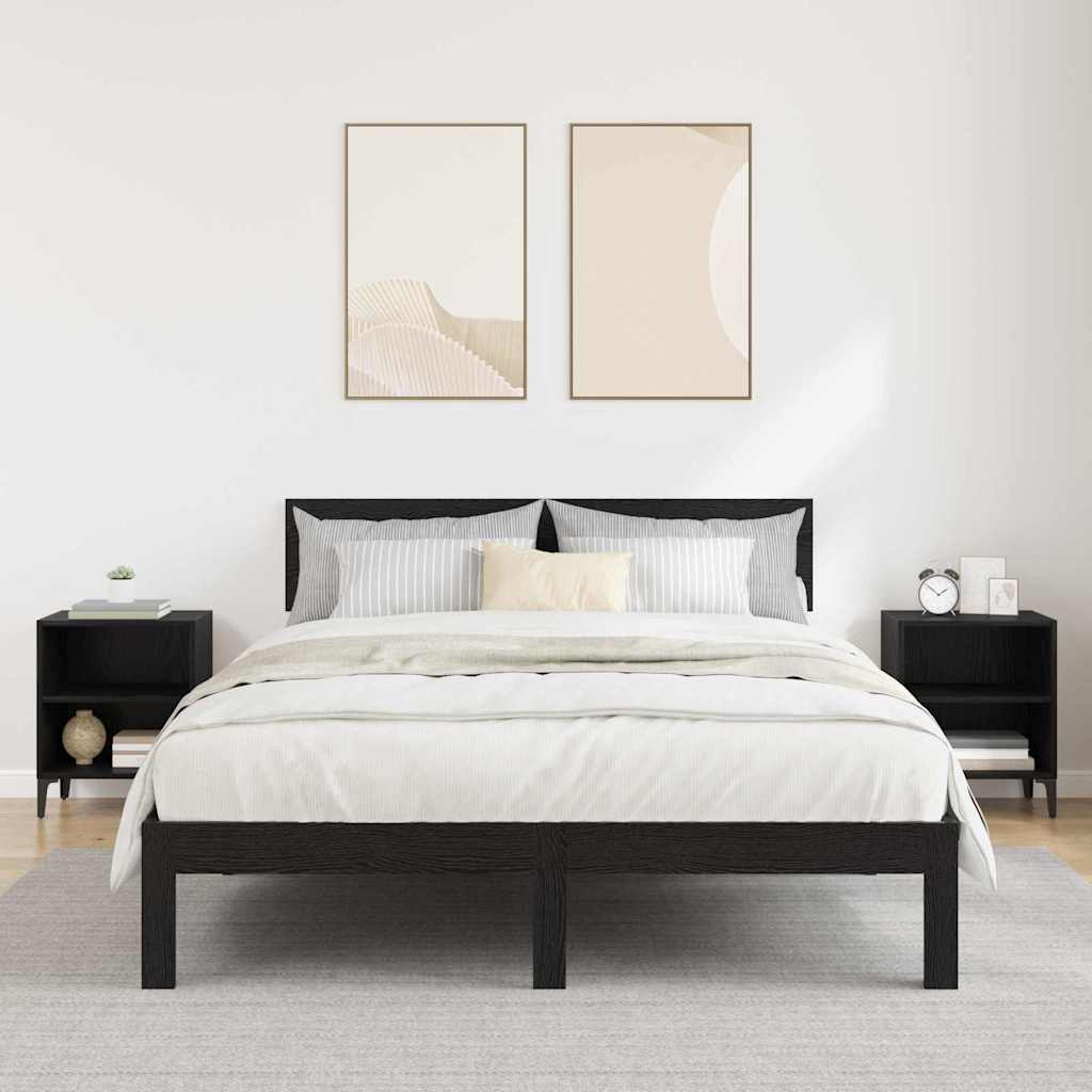 Κομοδίνο 2 pcs Μαύρη Οξυά 40 x 30 x 50 cm Επεξεργασμένο ξύλο