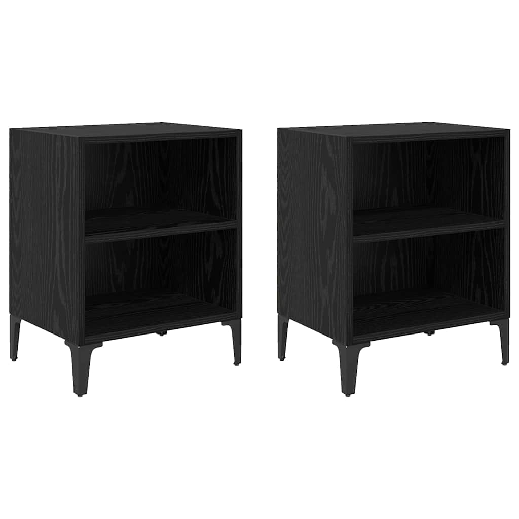 Κομοδίνο 2 pcs Μαύρη Οξυά 40 x 30 x 50 cm Επεξεργασμένο ξύλο