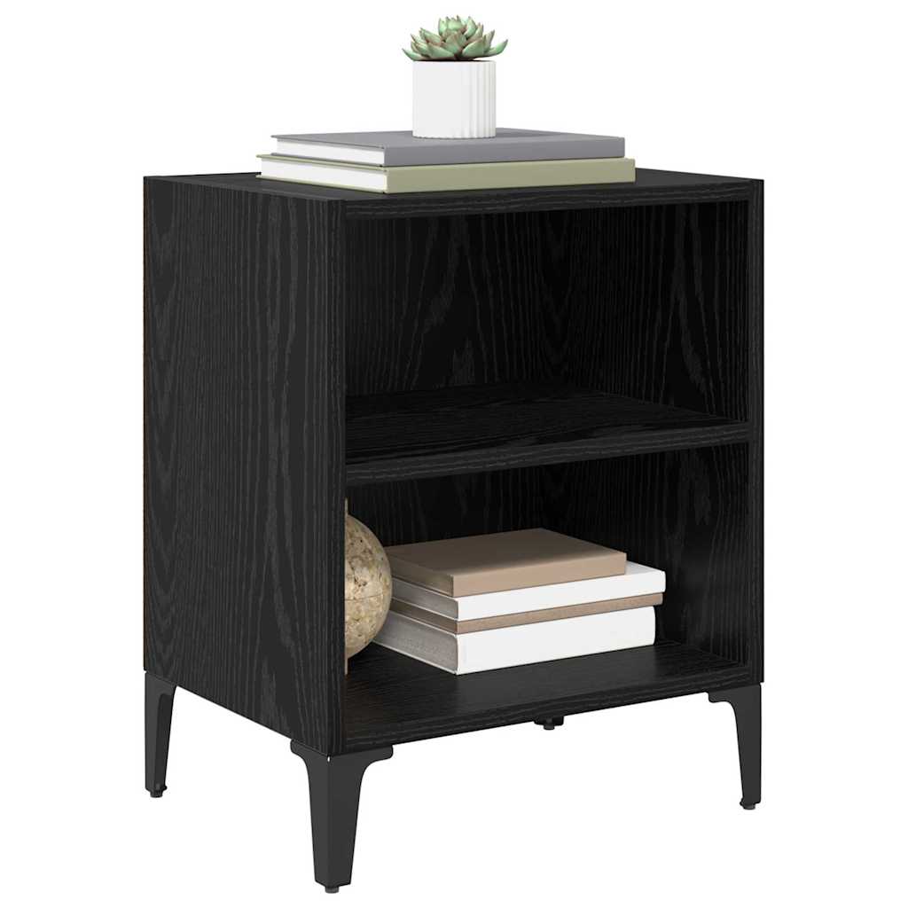 Κομοδίνο 2 pcs Μαύρη Οξυά 40 x 30 x 50 cm Επεξεργασμένο ξύλο