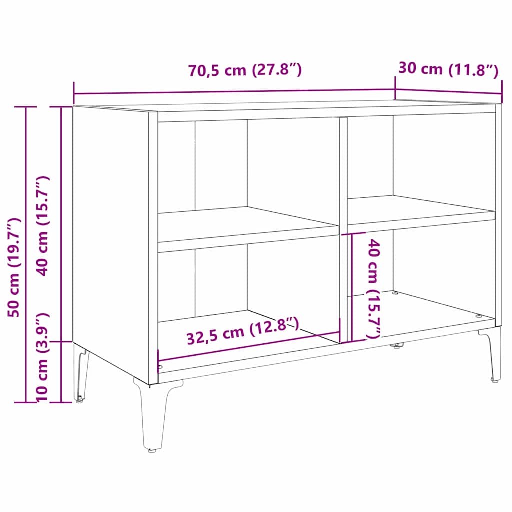 Σετ επίπλου τηλεόρασης Επιτοίχιο Καφέ 69,5 x 30 x 50 εκ.