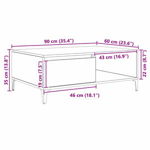 Τραπεζάκι σαλονιού Μαύρη δρυς 90 x 60 x 35 cm