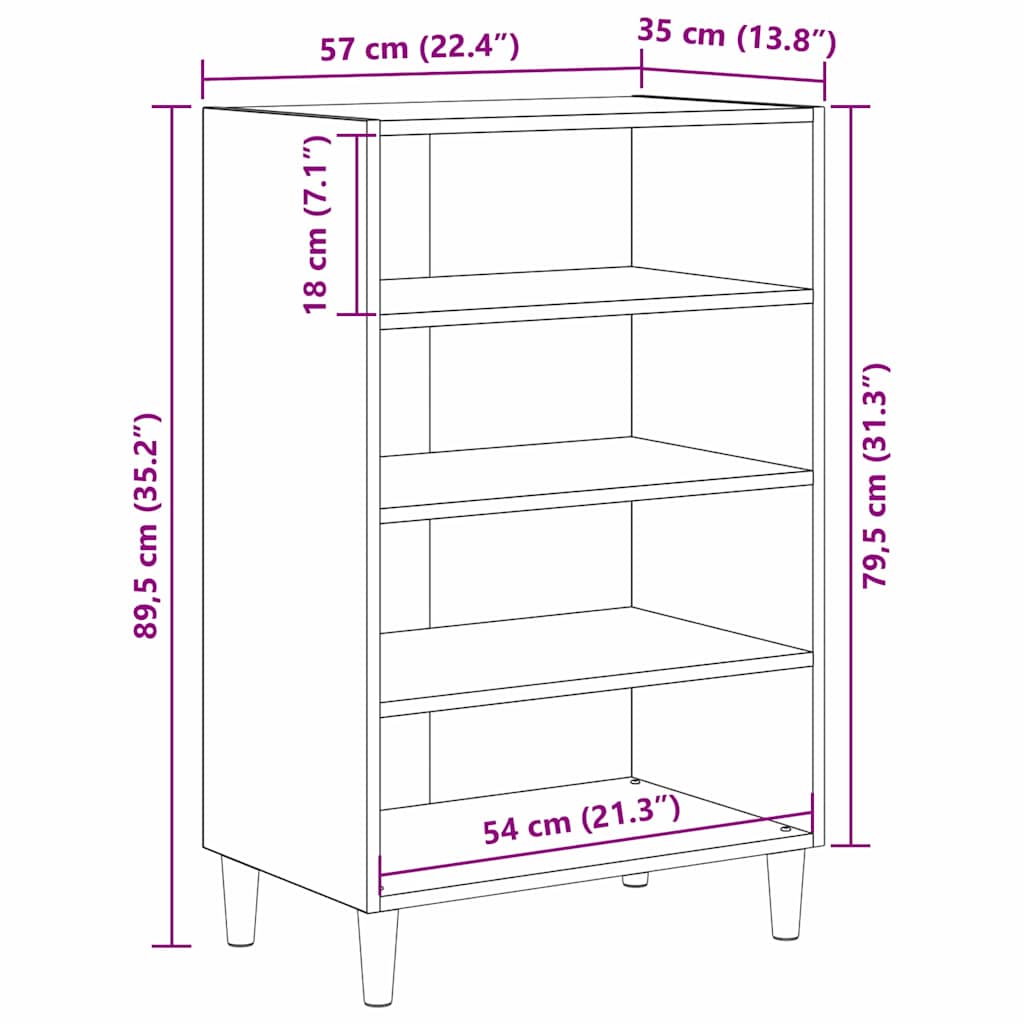 Πλαϊνό γραφείο Artisan Oak 57 x 35 x 89.5 εκ Επεξεργασμένο ξύλο