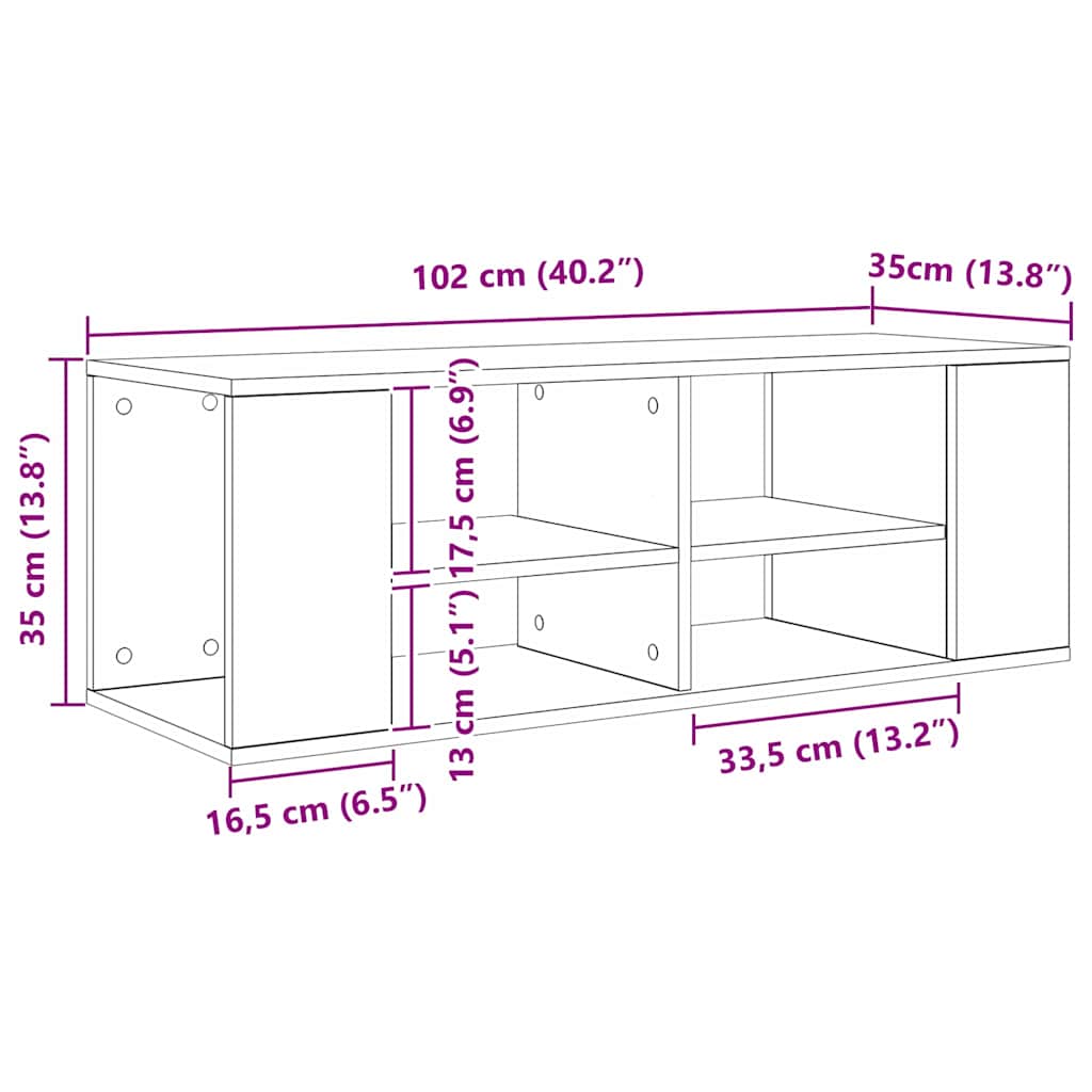 Σετ επίπλου τηλεόρασης Επιτοίχιο Μαύρη Οξυά 102 x 35 x 35 cm - Pakobazaar