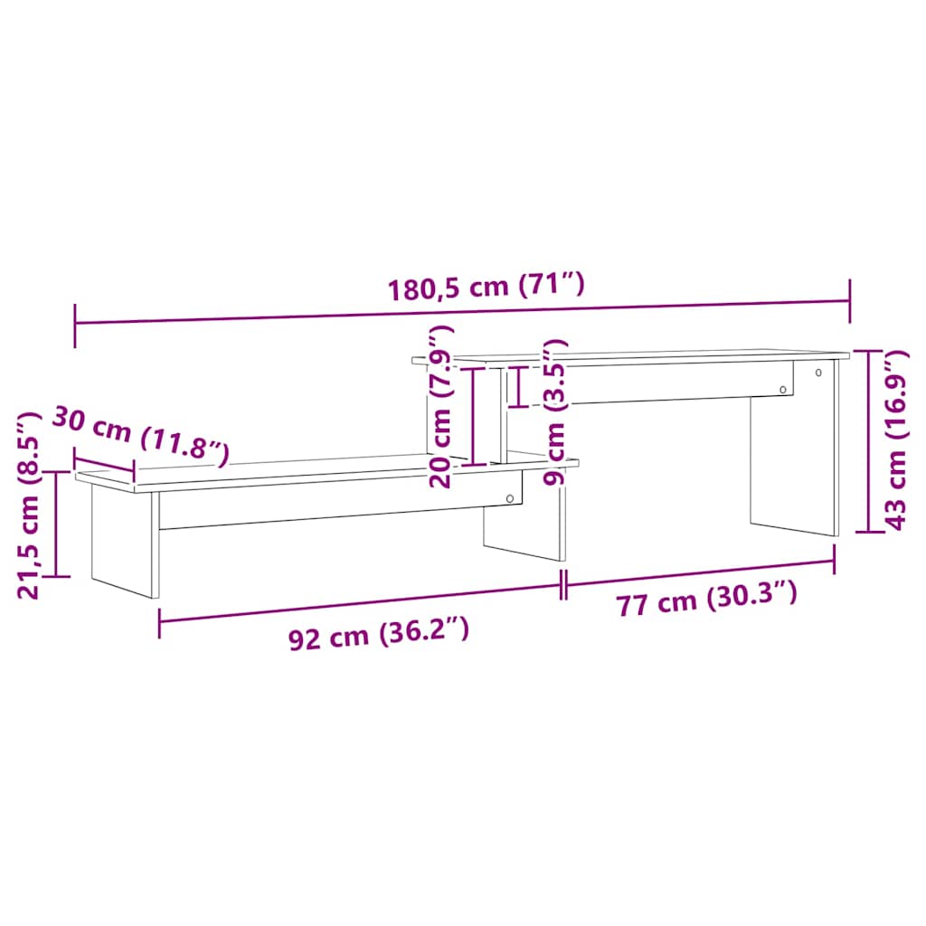 Σετ επίπλου τηλεόρασης Επιτοίχιο Μαύρη Οξυά 180,5 x 30 x 43 εκ. - Pakobazaar