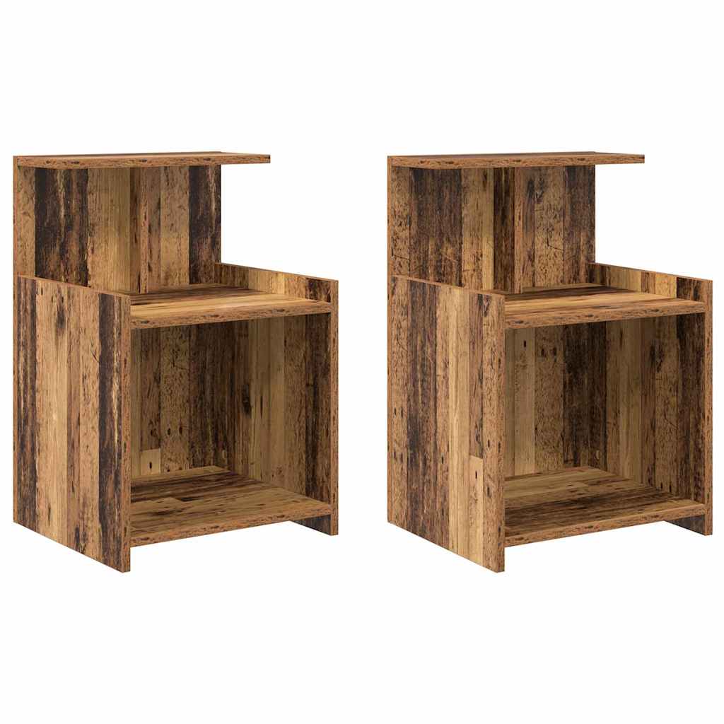 Κομοδίνο 2 pcs Παλιό ξύλο 40 x 35 x 60 εκ. Επεξεργασμένο ξύλο - Pakobazaar