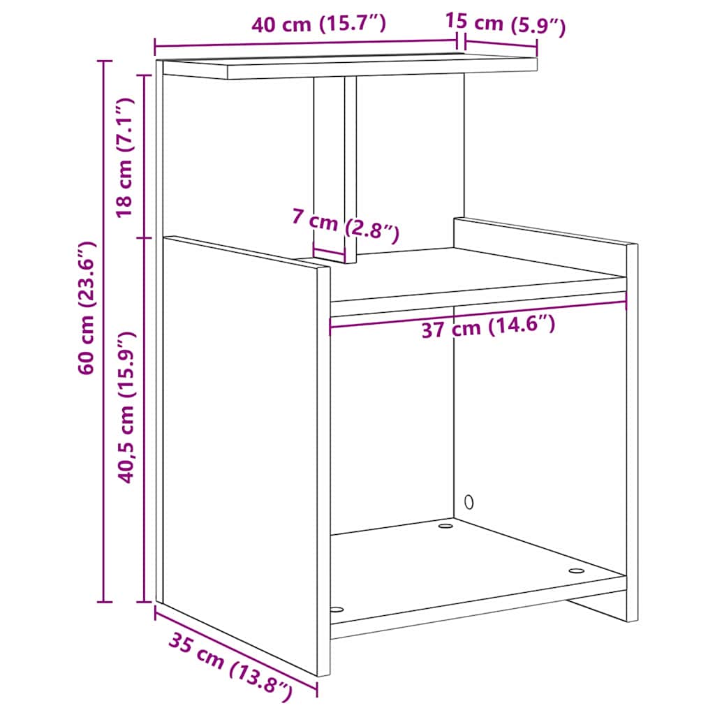 Κομοδίνο 2 pcs Παλιό ξύλο 40 x 35 x 60 εκ. Επεξεργασμένο ξύλο - Pakobazaar