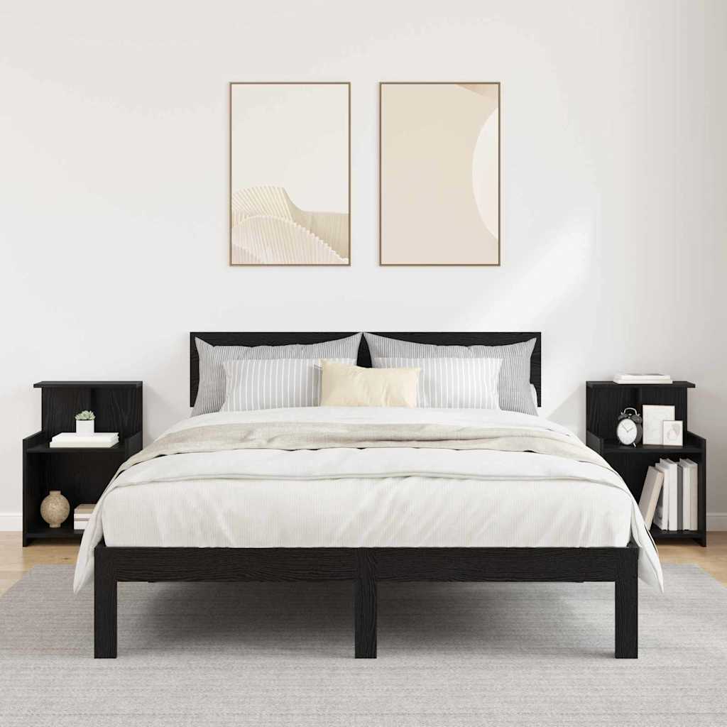 Κομοδίνο 2 pcs Μαύρη Οξυά 40 x 35 x 60 εκ. Επεξεργασμένο ξύλο