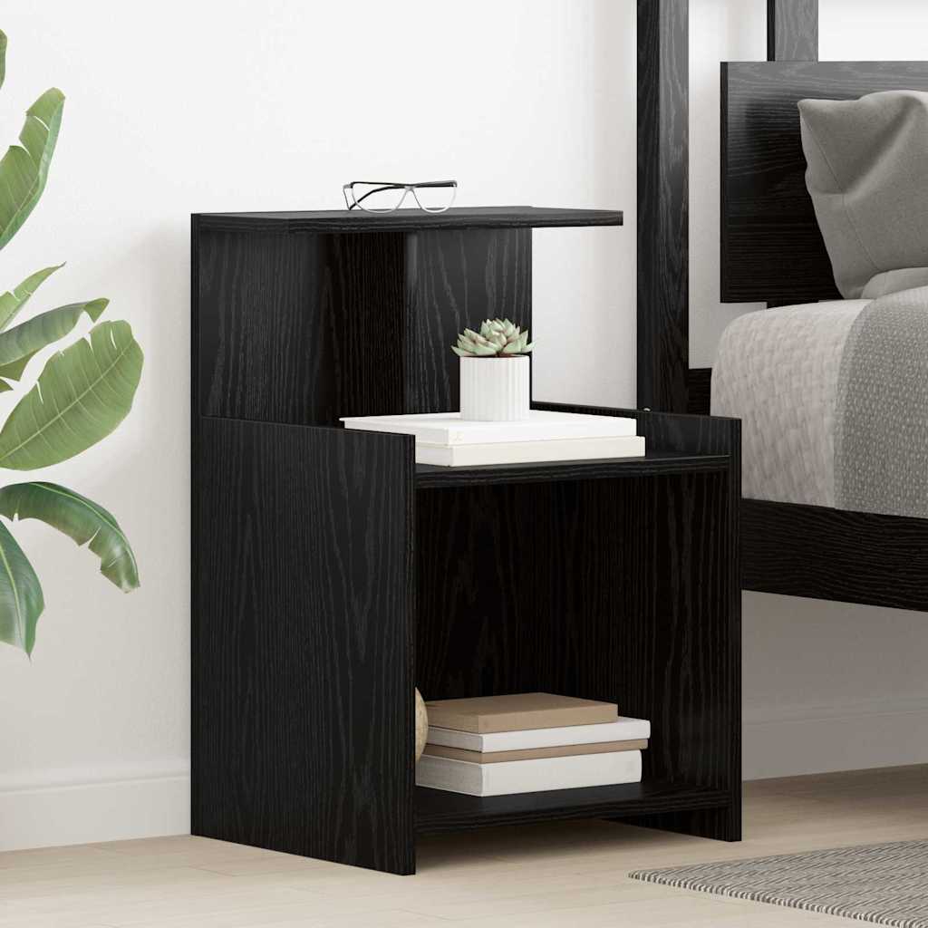 Κομοδίνο 2 pcs Μαύρη Οξυά 40 x 35 x 60 εκ. Επεξεργασμένο ξύλο