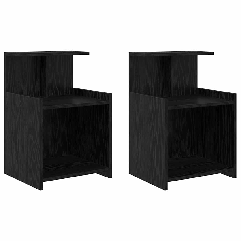 Κομοδίνο 2 pcs Μαύρη Οξυά 40 x 35 x 60 εκ. Επεξεργασμένο ξύλο