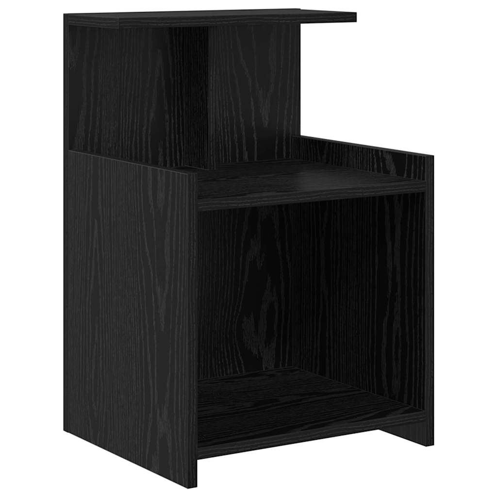 Κομοδίνο 2 pcs Μαύρη Οξυά 40 x 35 x 60 εκ. Επεξεργασμένο ξύλο