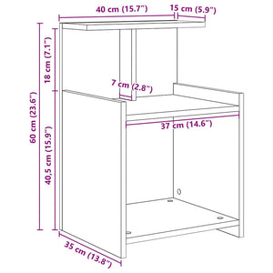 Κομοδίνο 2 τμχ. Μαύρη Οξυά 40 x 35 x 60 εκ. Επεξεργασμένο Ξύλο