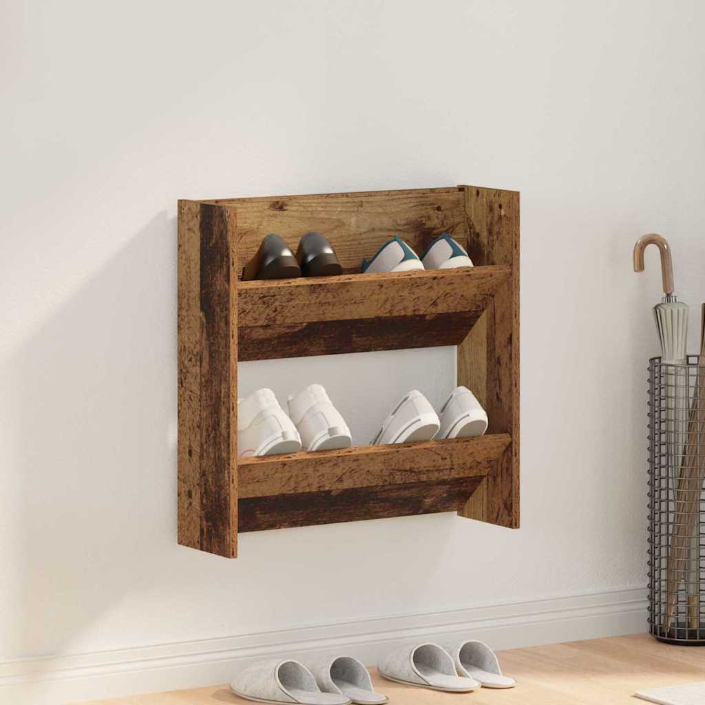 Ντουλάπα Παπουτσιών με ράφι Παλιό ξύλο 60 x 18 x 60 εκ