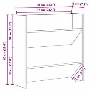 Ντουλάπα Παπουτσιών με ράφι Μαύρη Οξυά 60 x 18 x 60 εκ - Pakobazaar