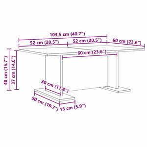 Τραπεζάκι σαλονιού artisan δρυς 103.5 x 60 x 40 εκ - Pakobazaar