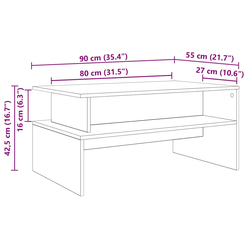 Τραπεζάκι σαλονιού Παλιό ξύλο 90 x 55 x 42,5 εκ