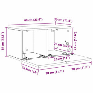 Σετ επίπλου τηλεόρασης Επιτοίχιο 2 pcs Καφέ 60 x 30 x 30 cm - Pakobazaar
