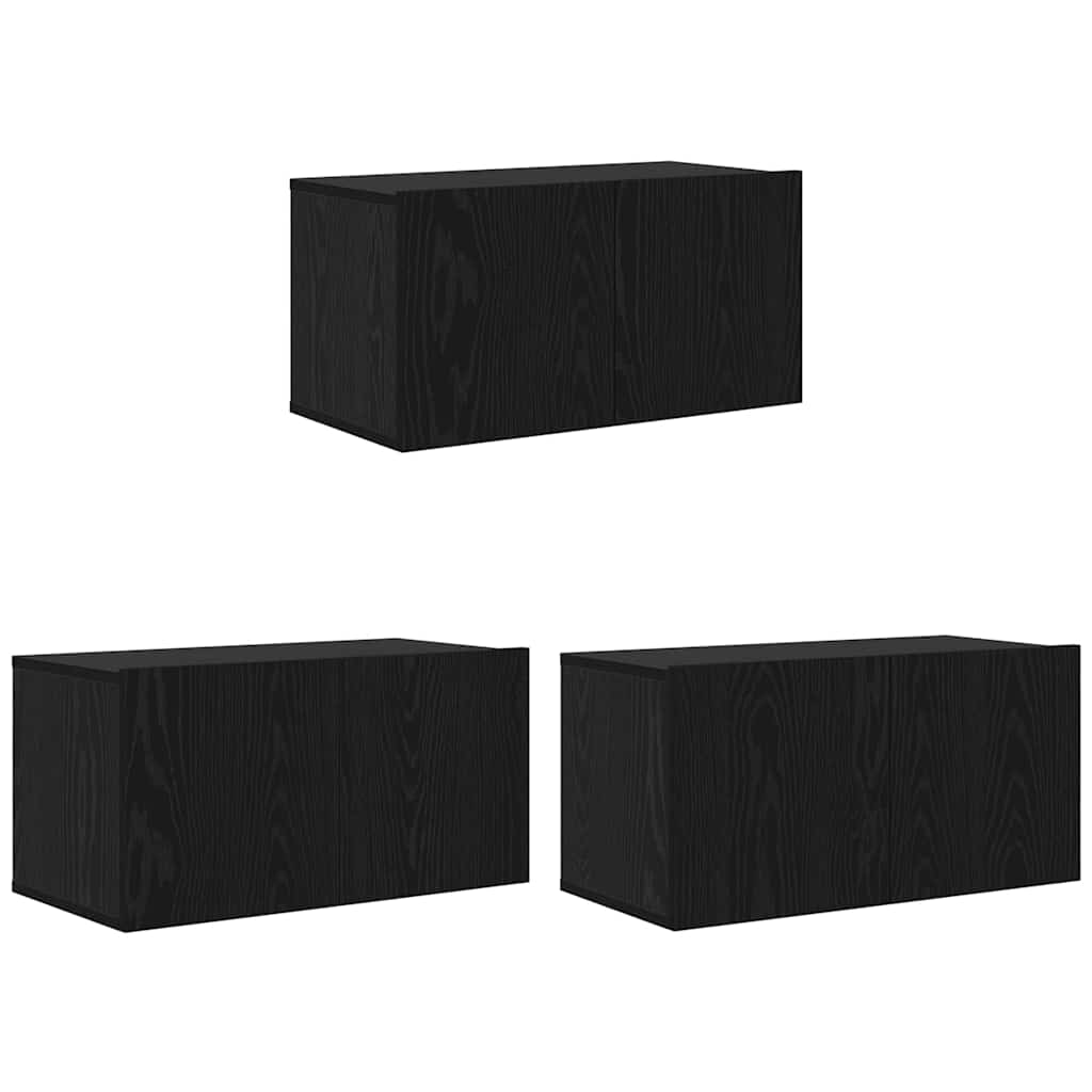Σετ επίπλου τηλεόρασης Επιτοίχιο 3 pcs Μαύρο 60 x 30 x 30 cm