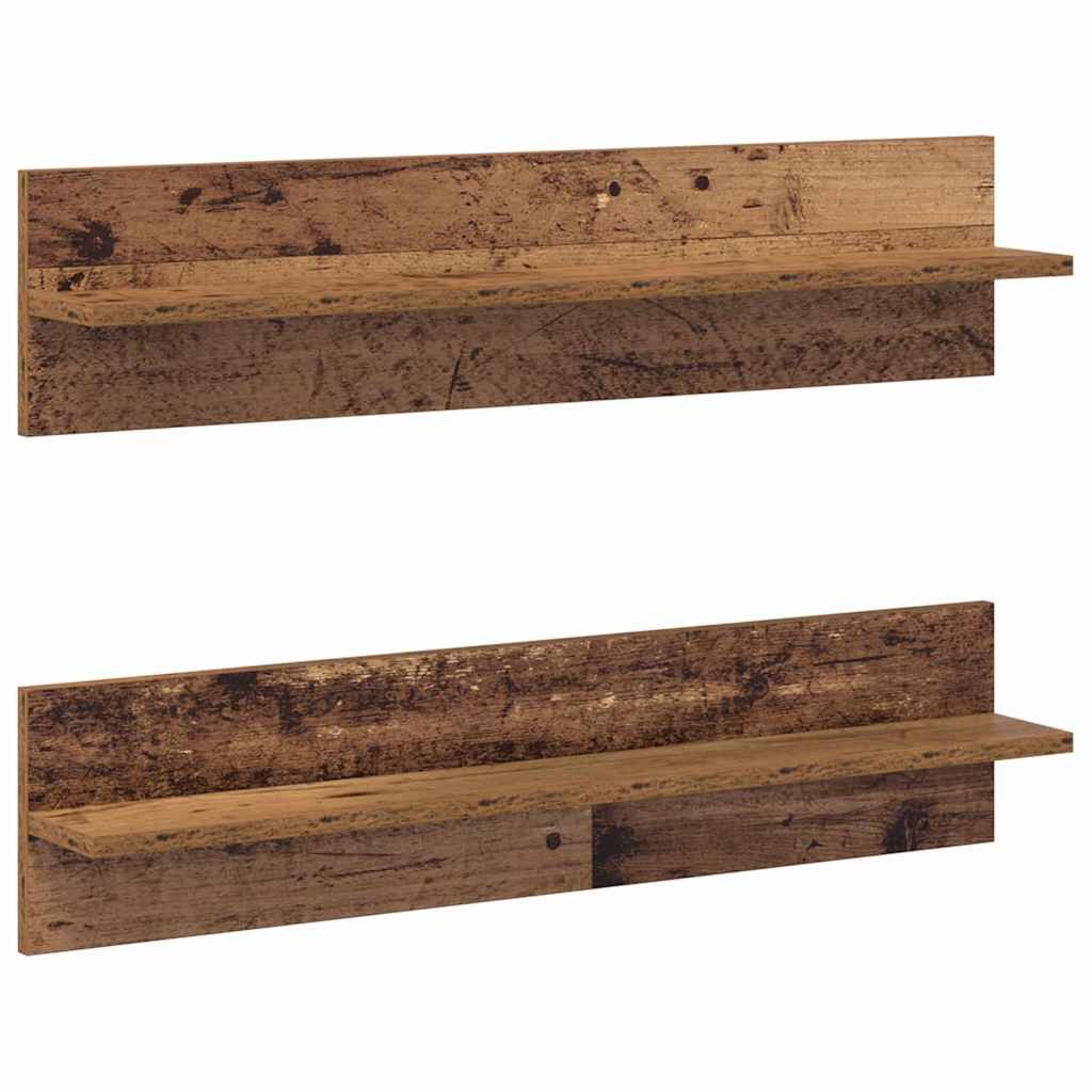 Ράφι Τοίχου με ράφι 2 pcs Παλιό Ξύλο 80 x 11,5 x 18 εκ