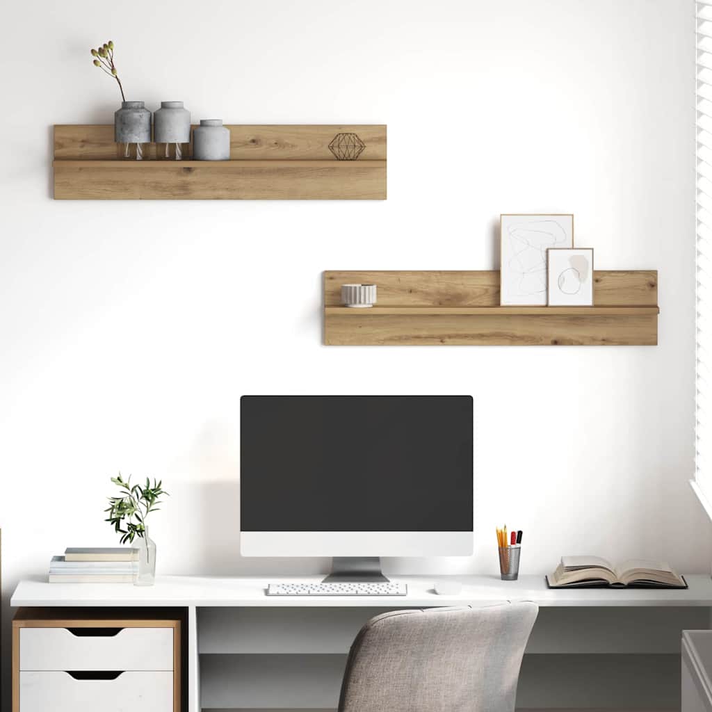 Ράφι Τοίχου με ράφι 2 pcs Artisan Oak 80 x 11,5 x 18 εκ - Pakobazaar
