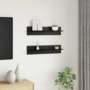 Ράφι Τοίχου με ράφι 2 pcs Μαύρη Οξυά 80 x 11,5 x 18 εκ - Pakobazaar