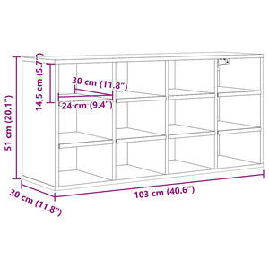 Ντουλάπα Παπουτσιών με ράφι Μαύρη Οξυά 103 x 30 x 51 εκ. - Pakobazaar