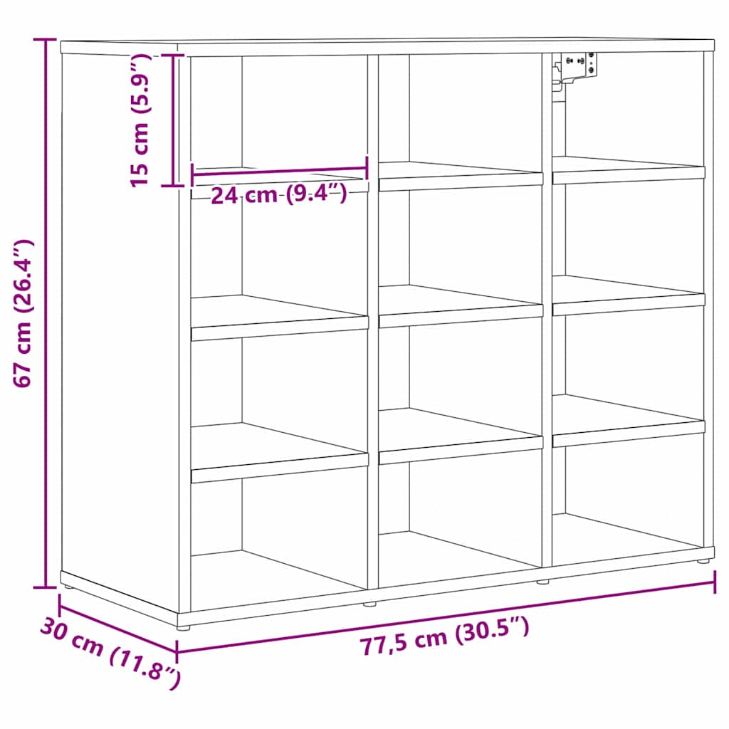 Ντουλάπα Παπουτσιών με ράφι Artisan Oak 77,5 x 30 x 67 εκ. - Pakobazaar