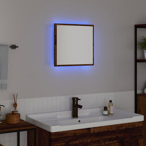 Καθρέφτης μπάνιου LED Επιτοίχιο Παλιό Ξύλο 40 x 37 x 8.5 εκ. - Pakobazaar